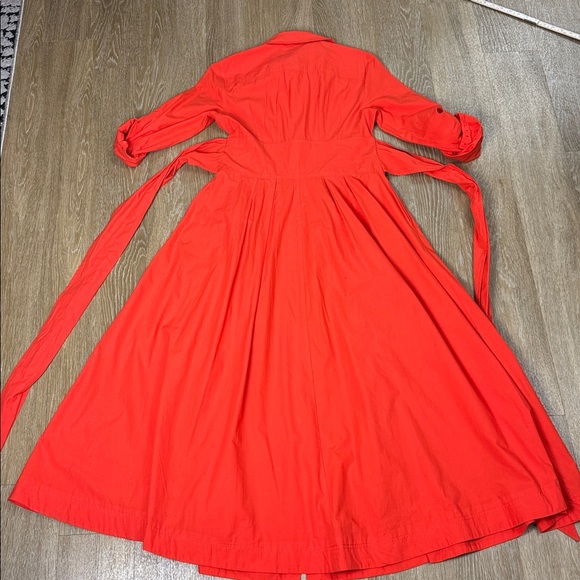 Karen Millen Orange Tailored Belted Poplin Maxi Button Up Down Shirt Dress sz 8 - Picture 7 of 13